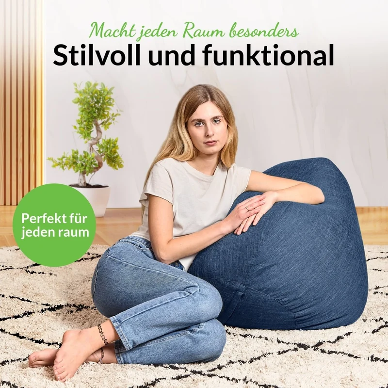 Homeline Sitzsack in Leinen-Optik mit Sitzhocker