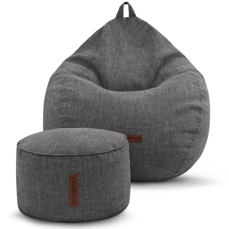 Homeline Sitzsack in Leinen-Optik mit Sitzhocker