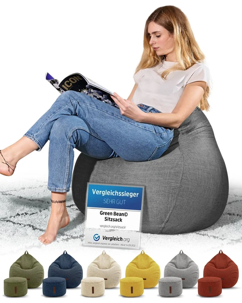 Homeline Sitzsack in Leinen-Optik mit Sitzhocker