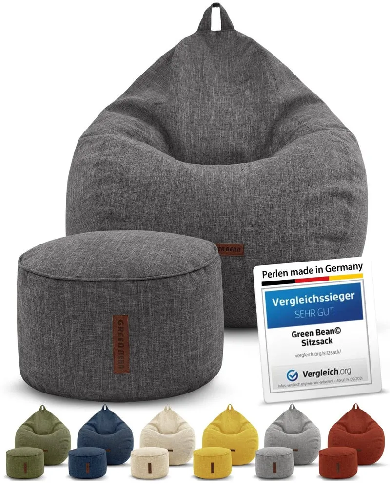 Homeline Sitzsack in Leinen-Optik mit Sitzhocker