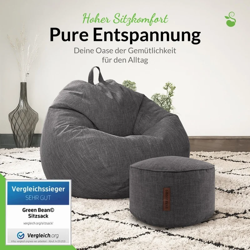 Homeline Sitzsack in Leinen-Optik mit Sitzhocker