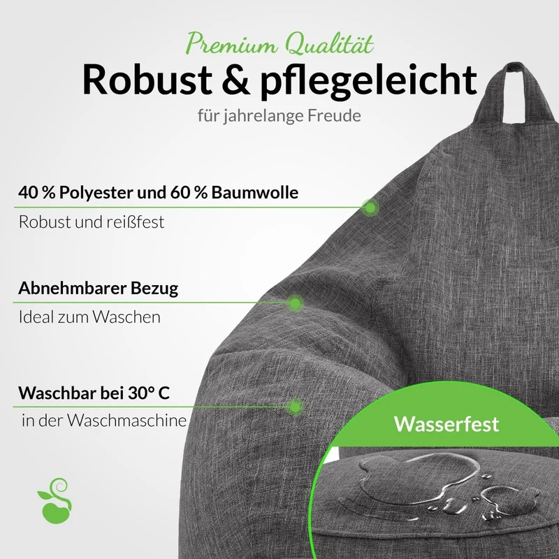 Homeline Sitzsack in Leinen-Optik mit Sitzhocker