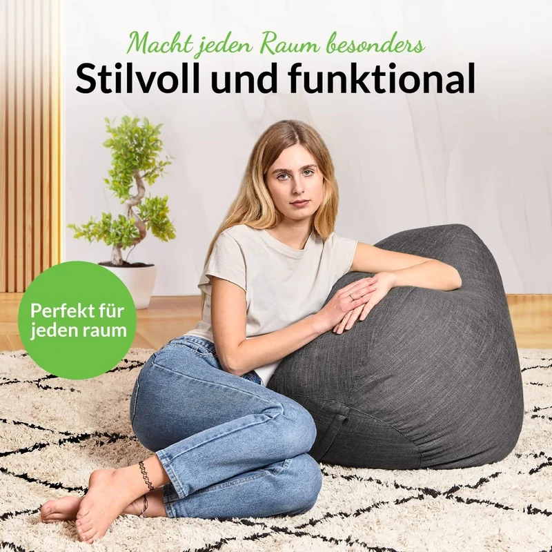 Homeline Sitzsack in Leinen-Optik mit Sitzhocker