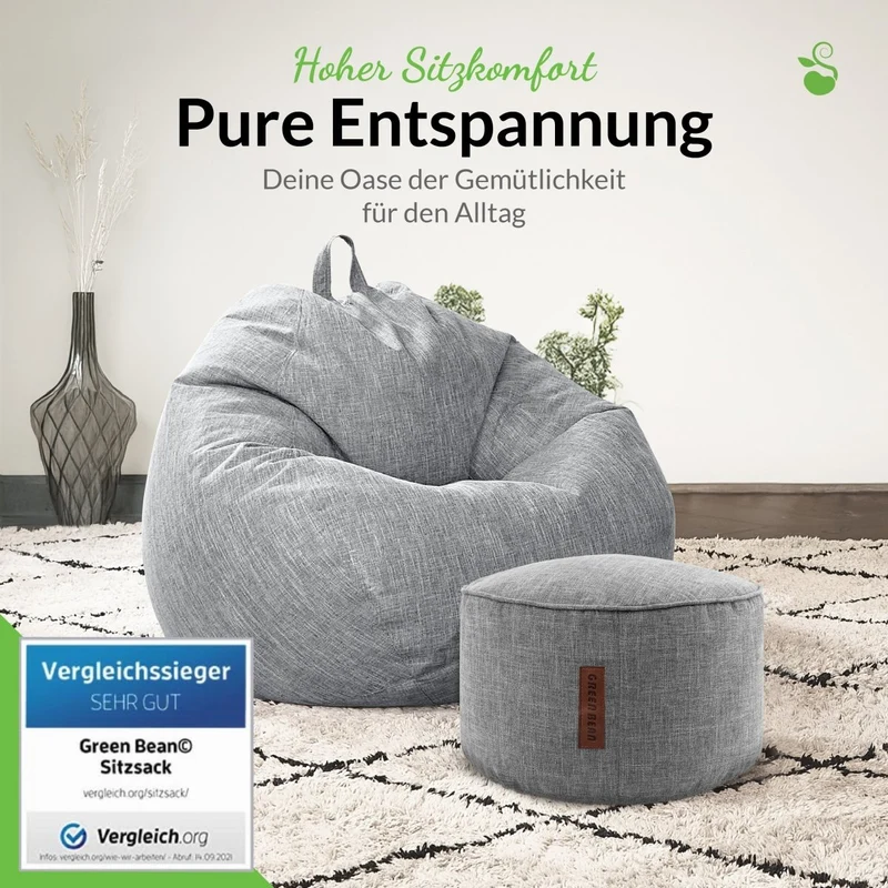 Homeline Sitzsack in Leinen-Optik mit Sitzhocker