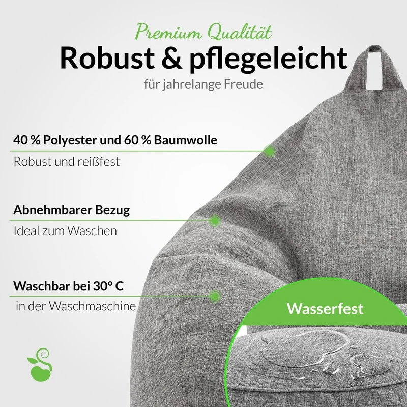 Homeline Sitzsack in Leinen-Optik mit Sitzhocker