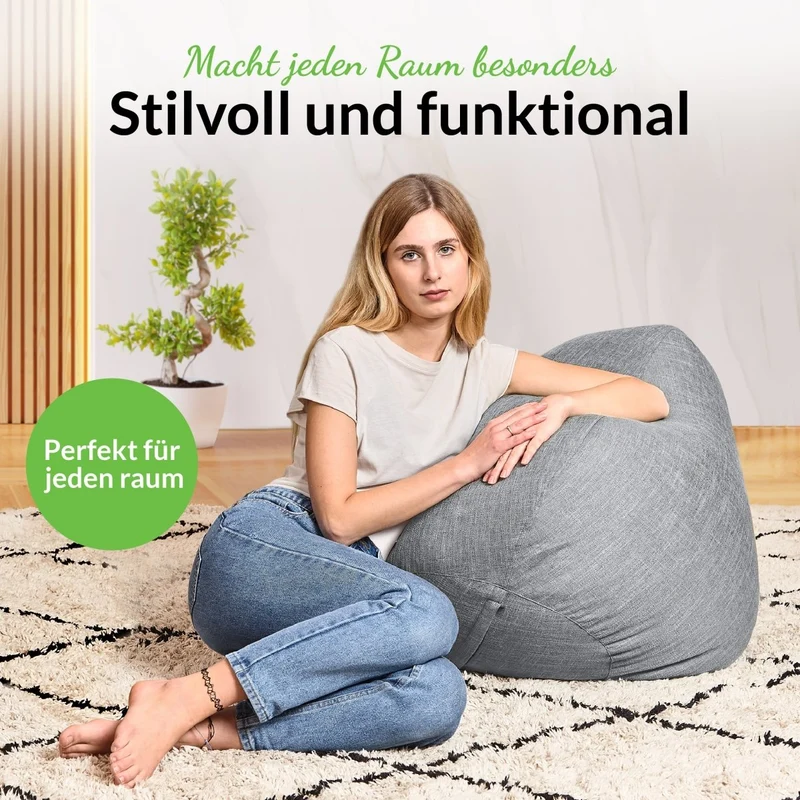 Homeline Sitzsack in Leinen-Optik mit Sitzhocker