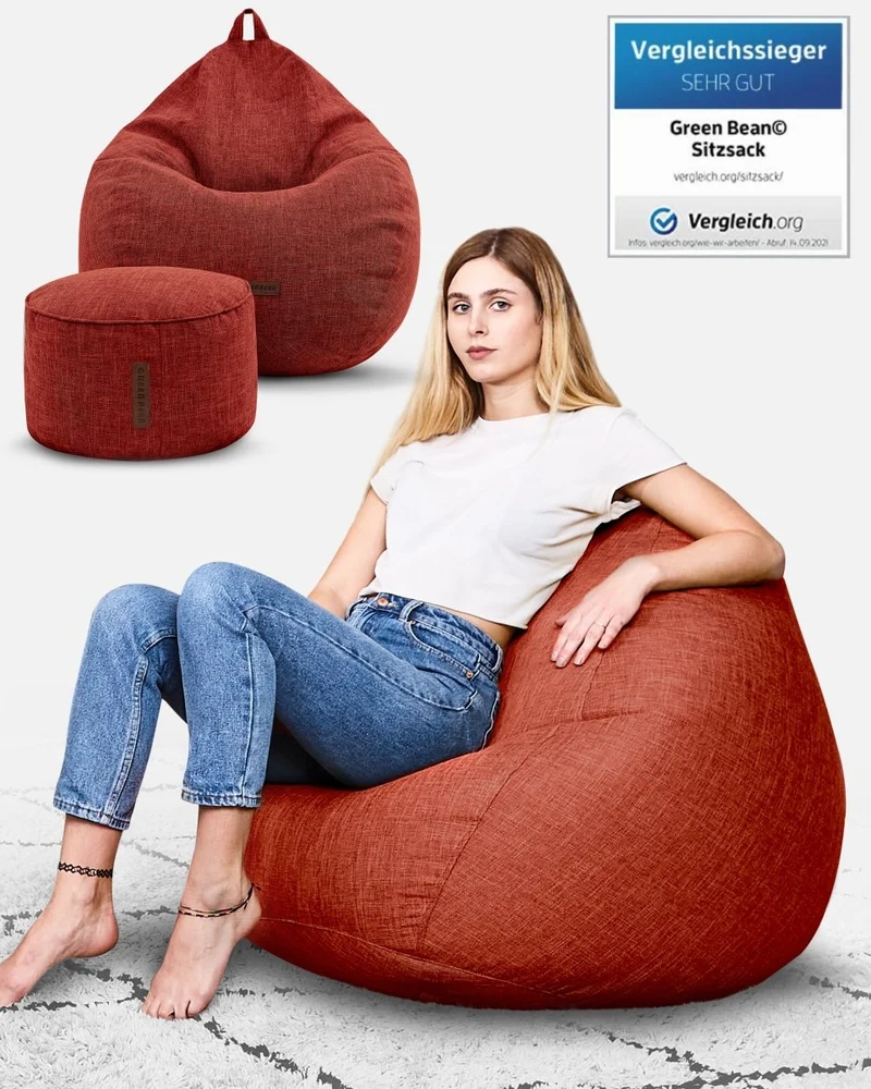 Homeline Sitzsack in Leinen-Optik mit Sitzhocker