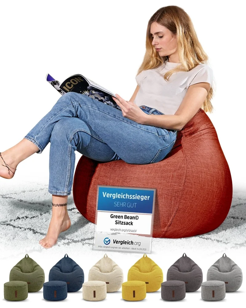 Homeline Sitzsack in Leinen-Optik mit Sitzhocker