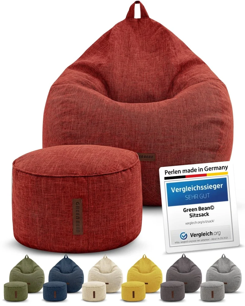 Homeline Sitzsack in Leinen-Optik mit Sitzhocker