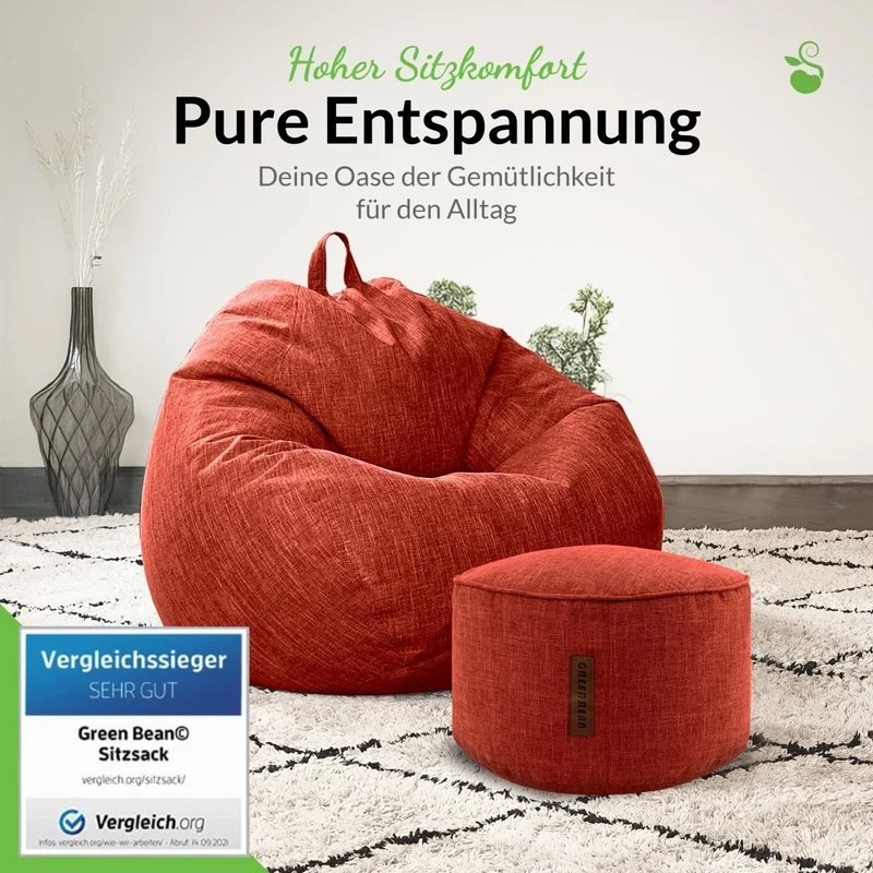 Homeline Sitzsack in Leinen-Optik mit Sitzhocker