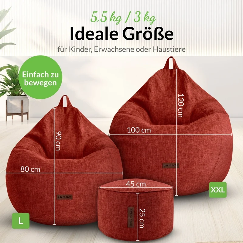 Homeline Sitzsack in Leinen-Optik mit Sitzhocker