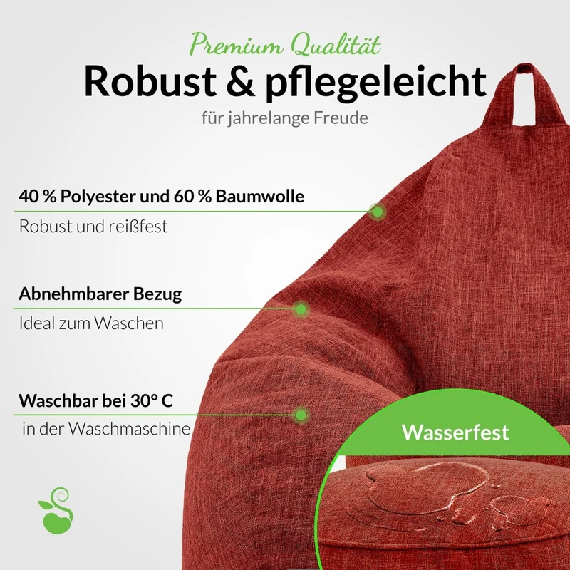 Homeline Sitzsack in Leinen-Optik mit Sitzhocker