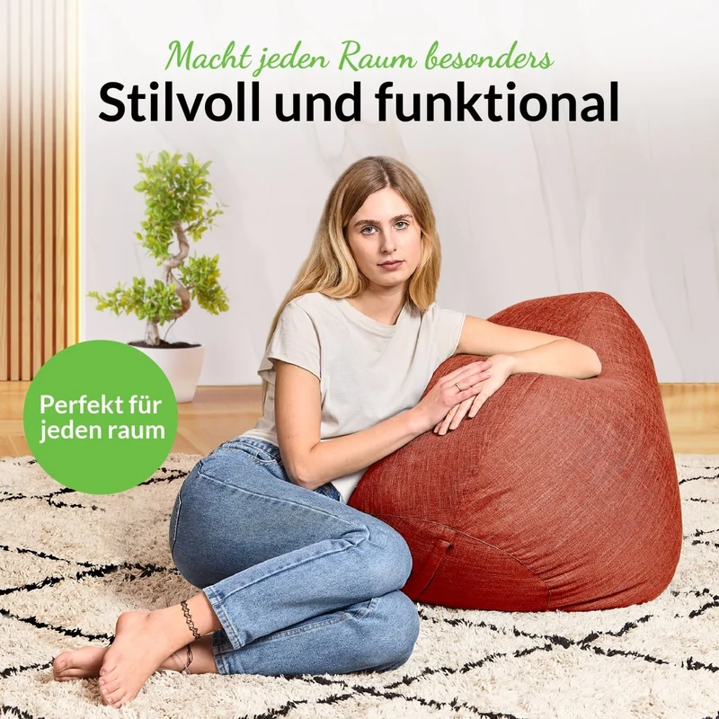 Homeline Sitzsack in Leinen-Optik mit Sitzhocker