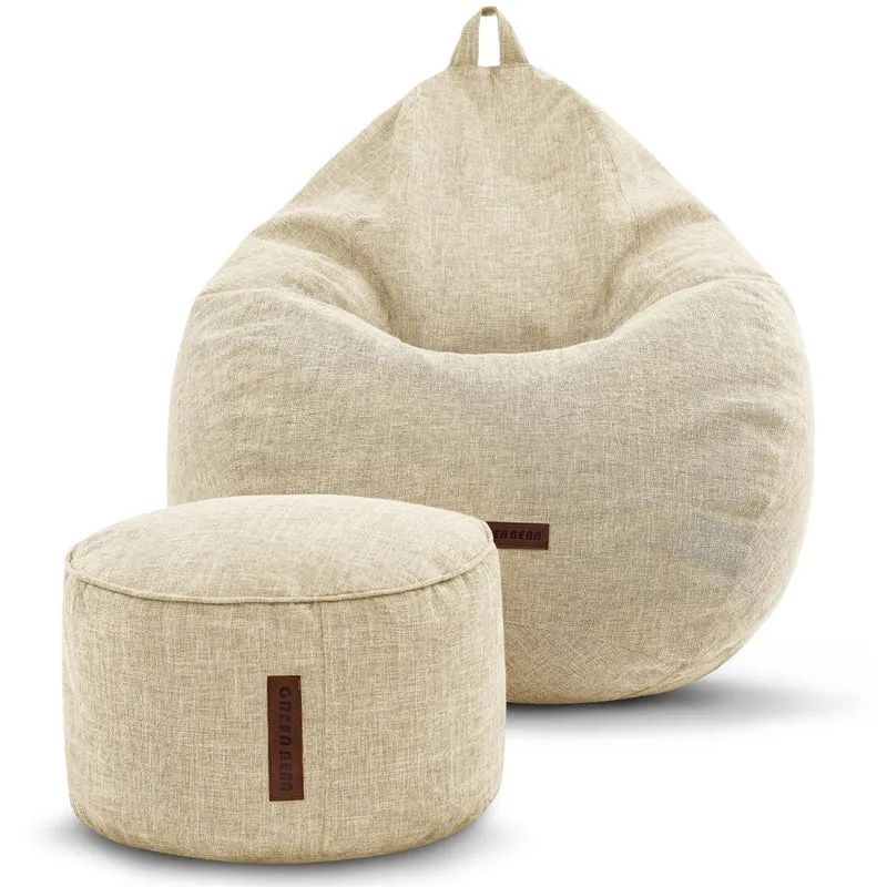 Homeline Sitzsack in Leinen-Optik mit Sitzhocker