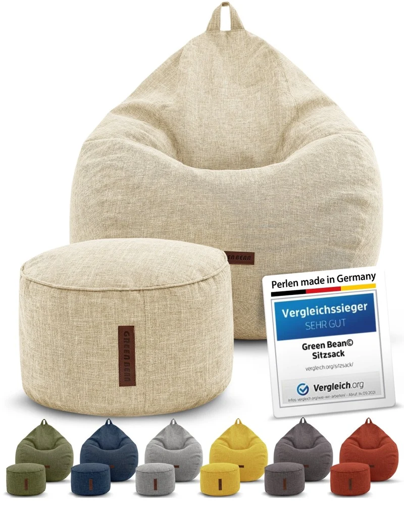 Homeline Sitzsack in Leinen-Optik mit Sitzhocker