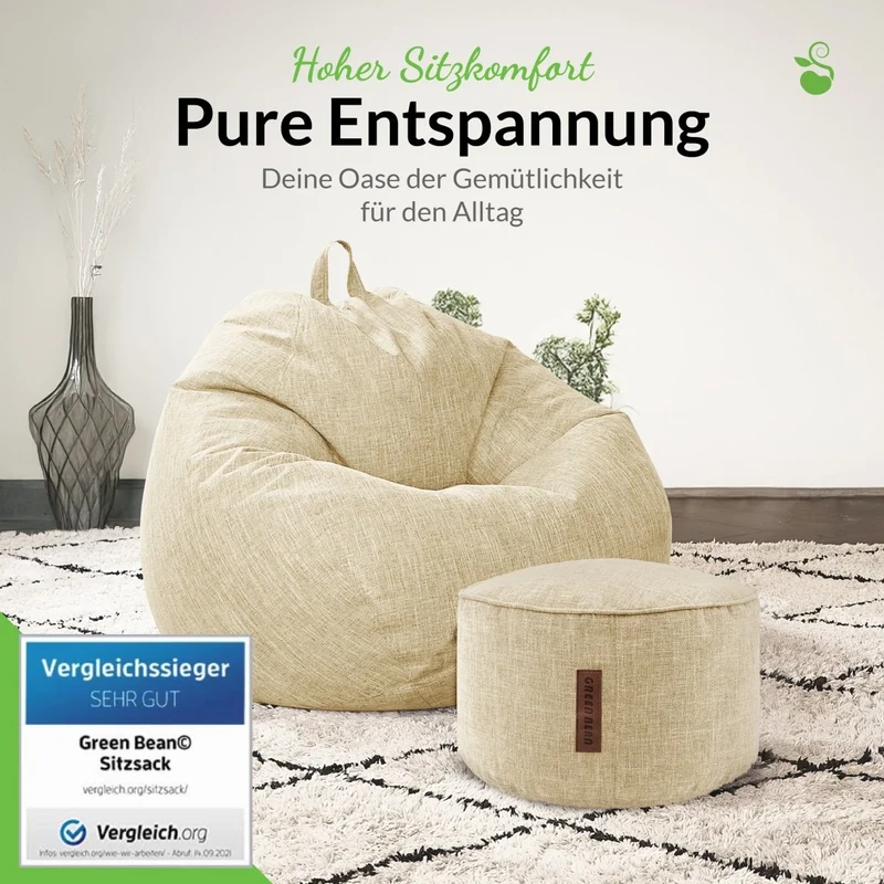Homeline Sitzsack in Leinen-Optik mit Sitzhocker