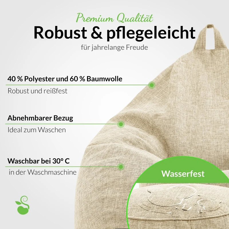Homeline Sitzsack in Leinen-Optik mit Sitzhocker