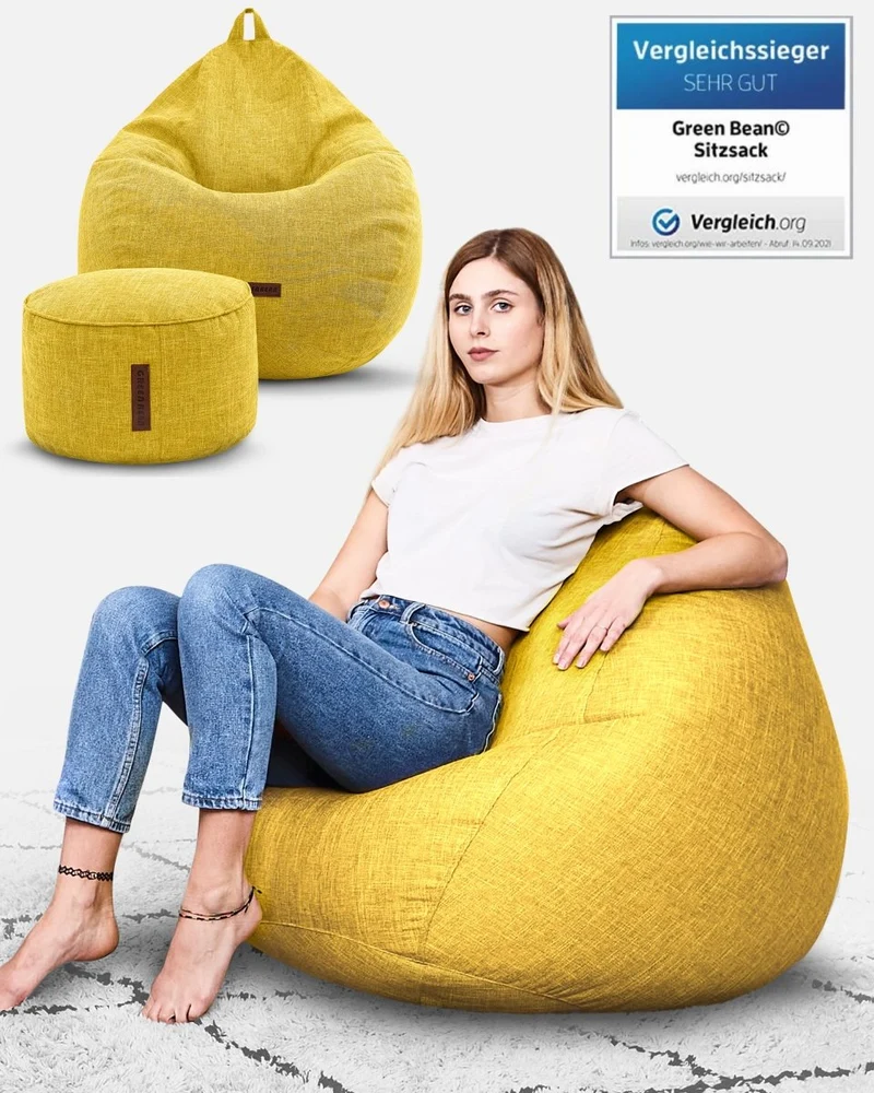 Homeline Sitzsack in Leinen-Optik mit Sitzhocker