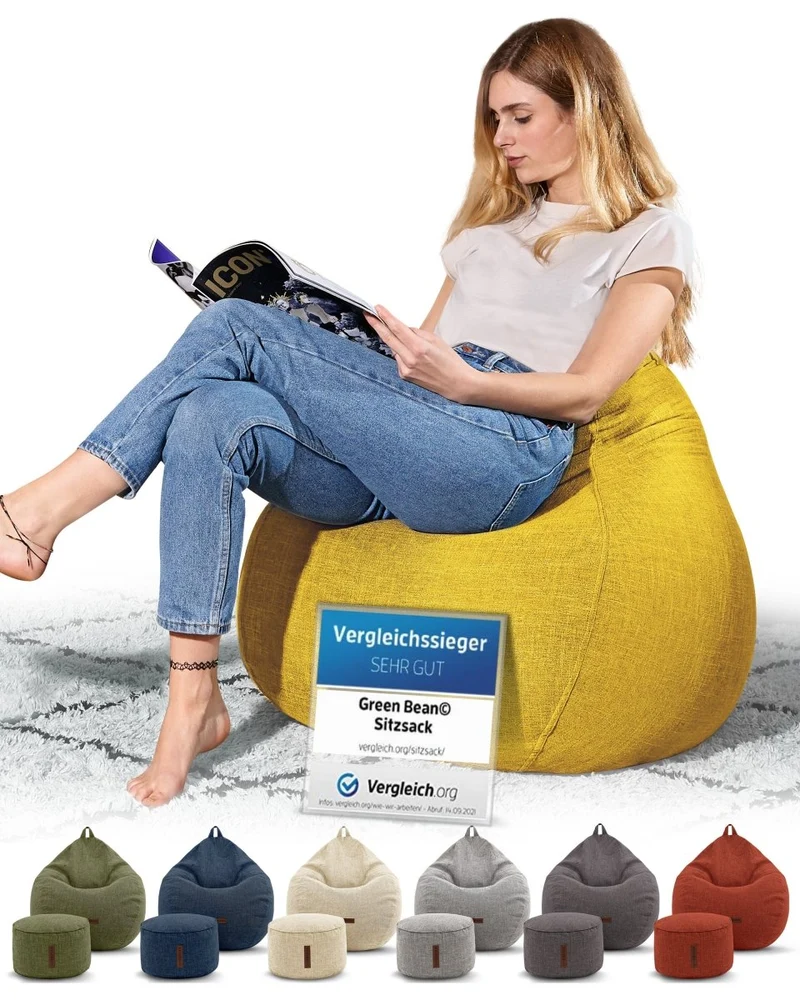 Homeline Sitzsack in Leinen-Optik mit Sitzhocker