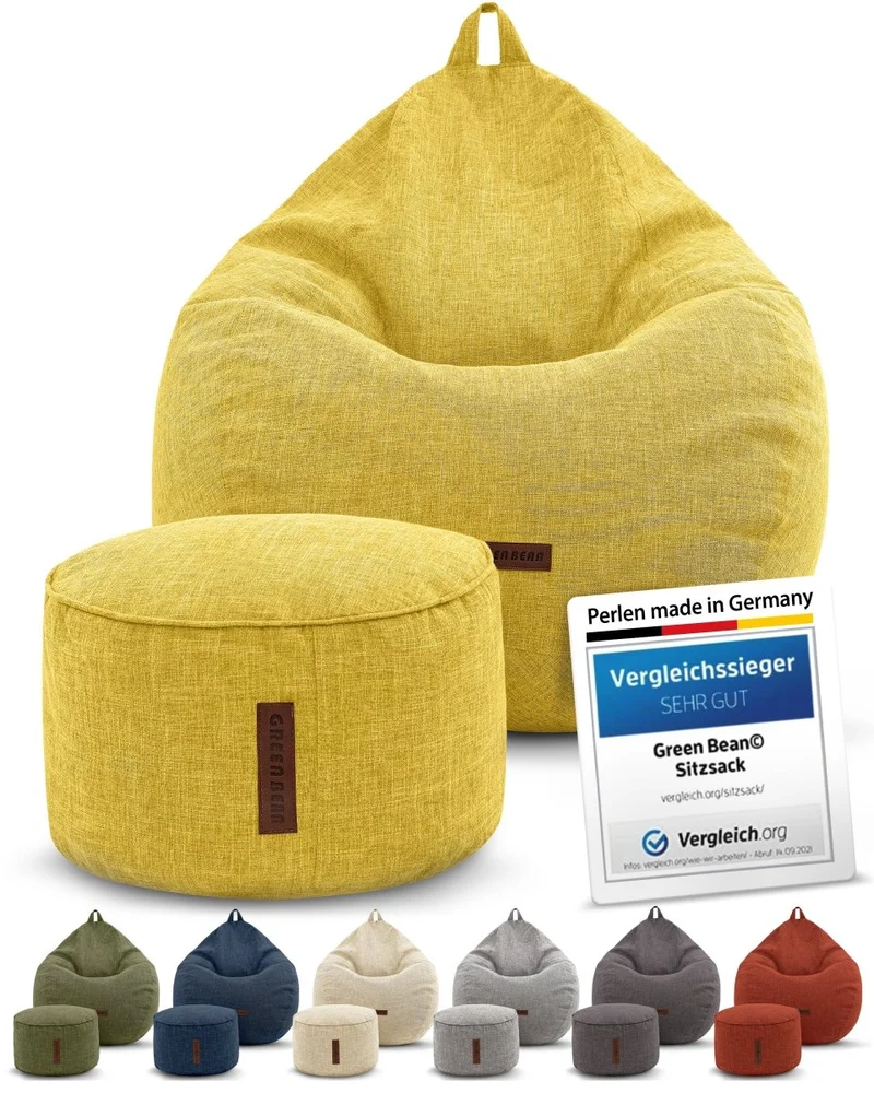 Homeline Sitzsack in Leinen-Optik mit Sitzhocker