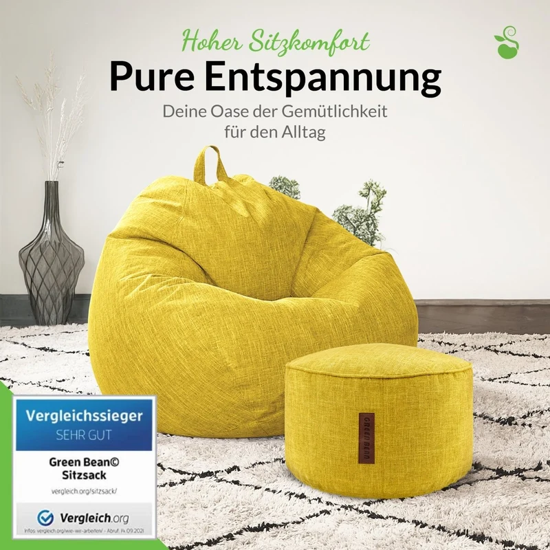 Homeline Sitzsack in Leinen-Optik mit Sitzhocker