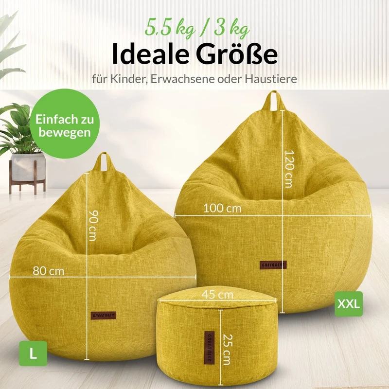Homeline Sitzsack in Leinen-Optik mit Sitzhocker