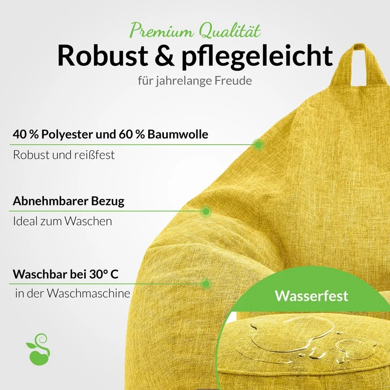 Homeline Sitzsack in Leinen-Optik mit Sitzhocker