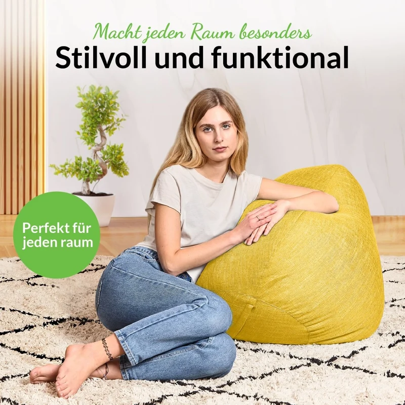 Homeline Sitzsack in Leinen-Optik mit Sitzhocker
