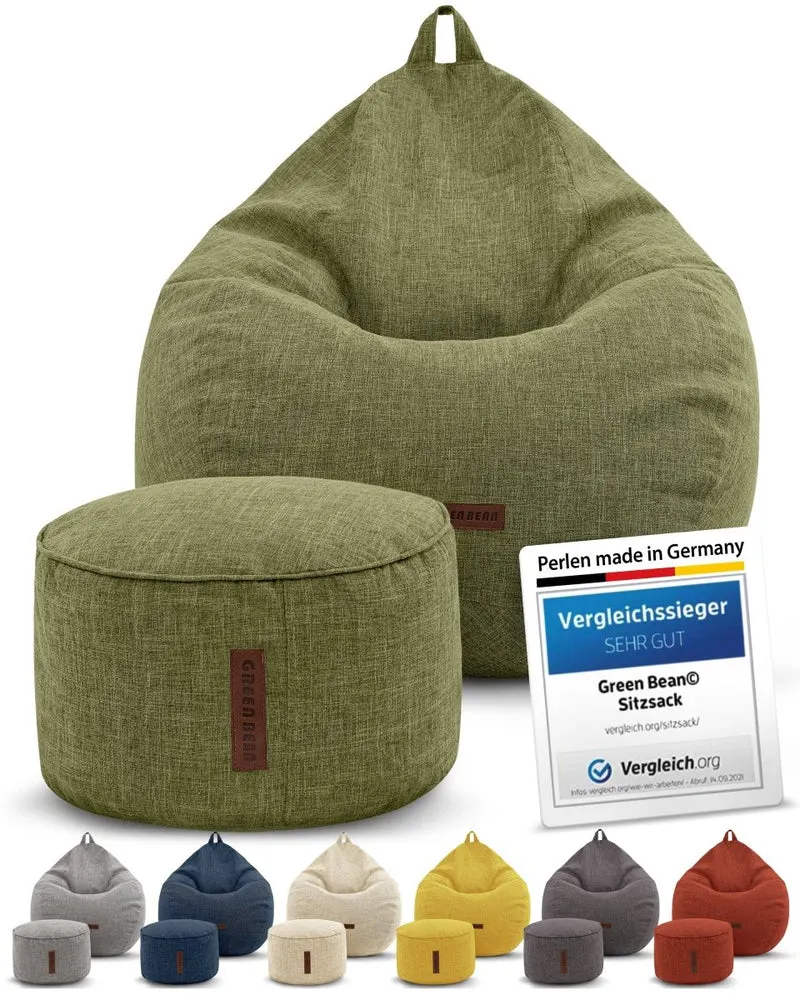 Homeline Sitzsack in Leinen-Optik mit Sitzhocker