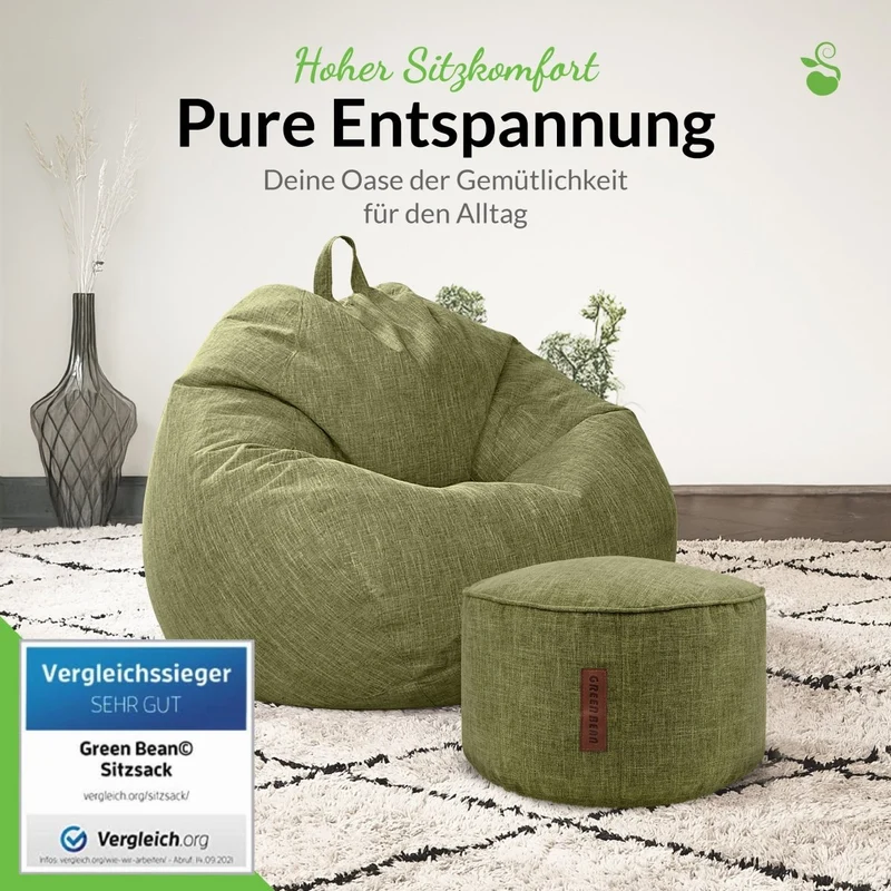 Homeline Sitzsack in Leinen-Optik mit Sitzhocker