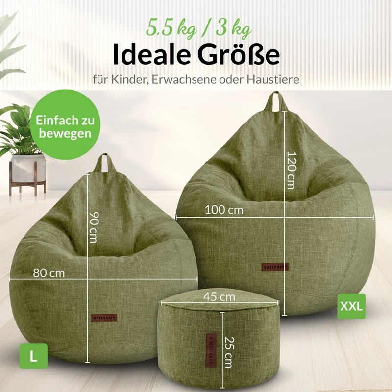 Homeline Sitzsack in Leinen-Optik mit Sitzhocker