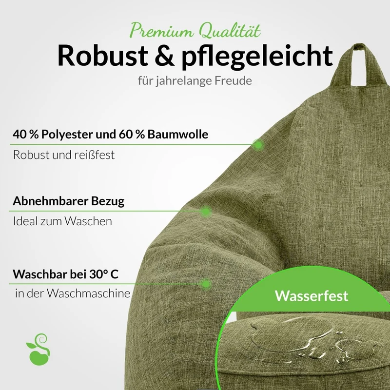 Homeline Sitzsack in Leinen-Optik mit Sitzhocker