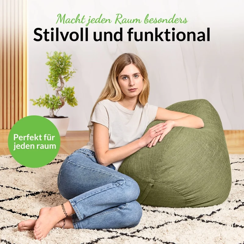 Homeline Sitzsack in Leinen-Optik mit Sitzhocker