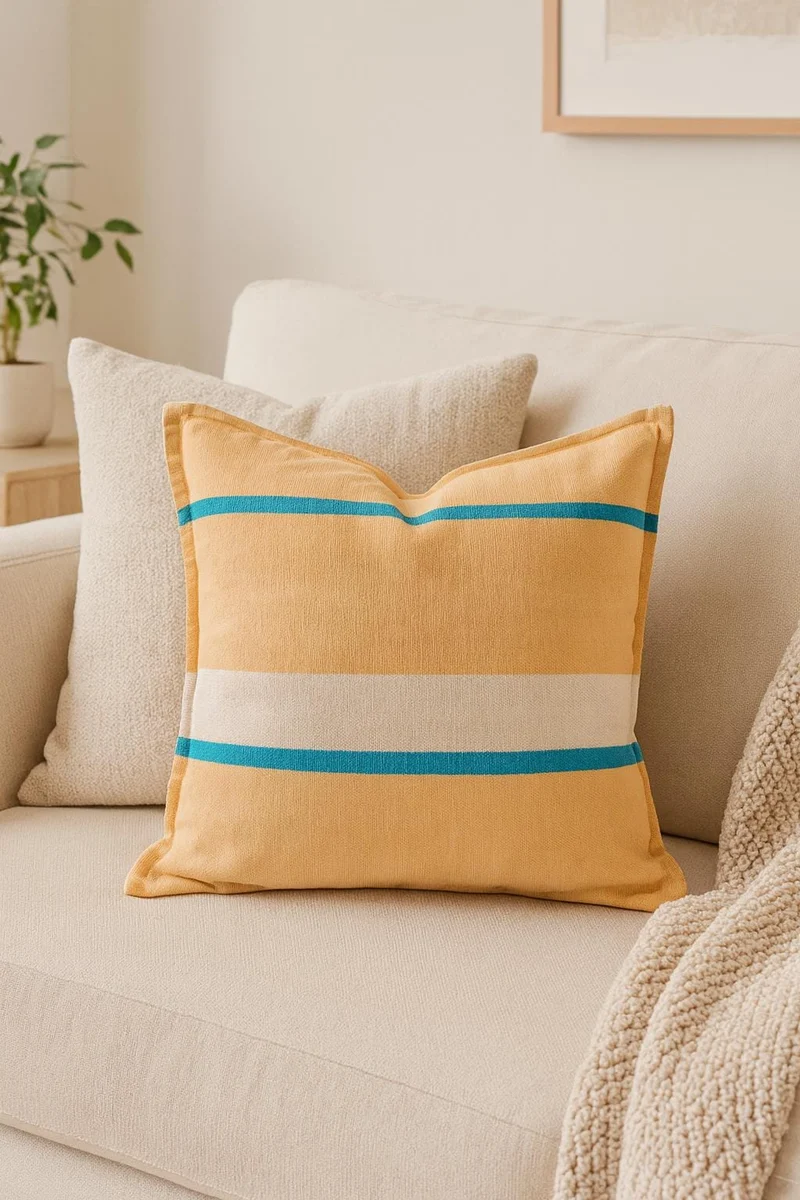 Stripes Throw Pillows, Modern Farmhouse Stripe Decorative Pillow, Cotton Square Throw Pillowcase