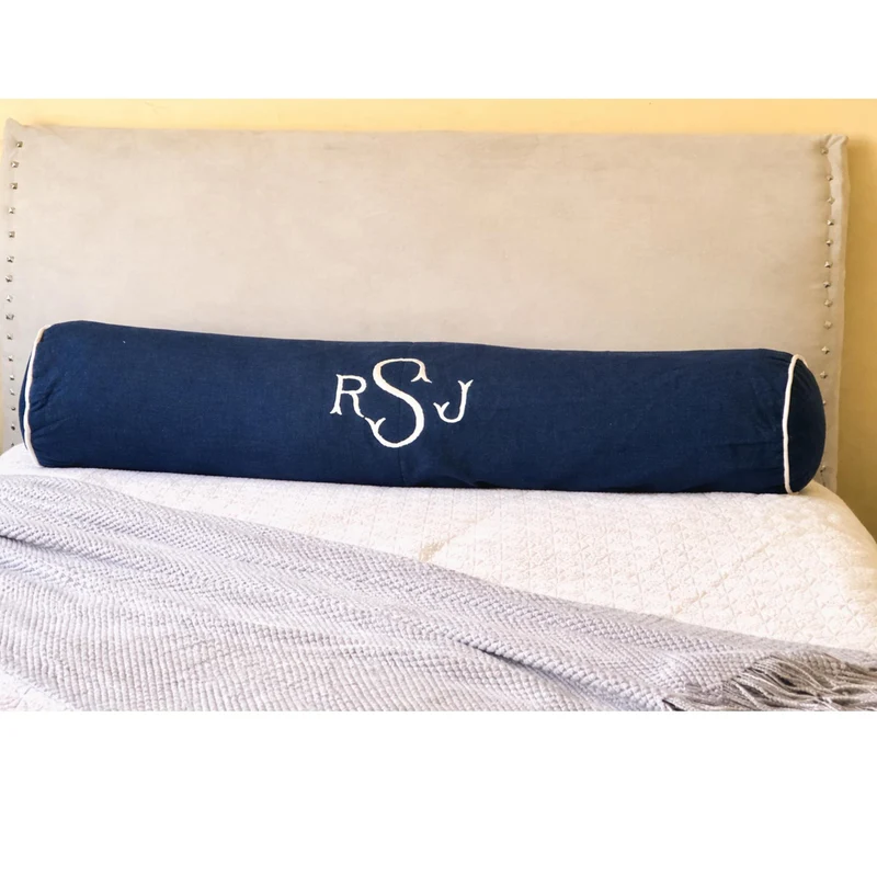 Geometric Throw Pillows Bundle, Blue Bolster Pillow for Bedroom