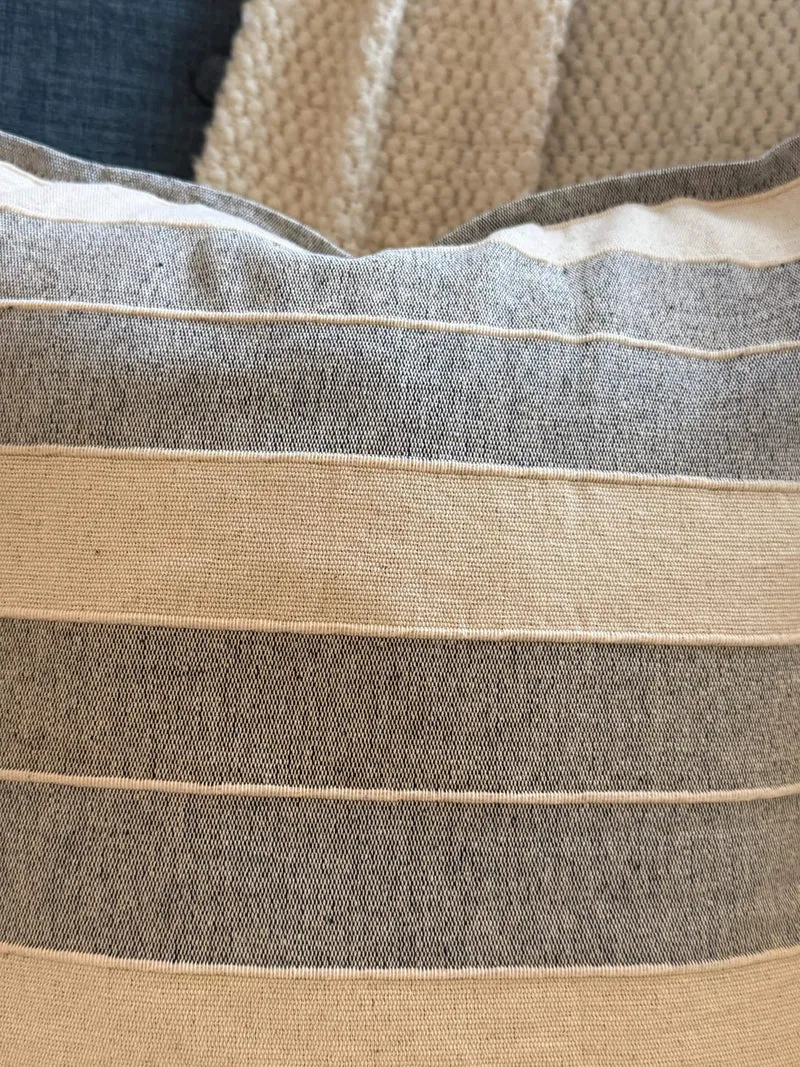 Gray Ivory Striped Throw Pillow Case, Gray Designer Accent Pillows, Modern Home Decor