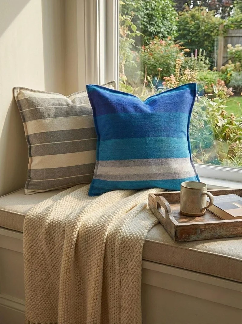 Gray Ivory Striped Throw Pillow Case, Gray Designer Accent Pillows, Modern Home Decor