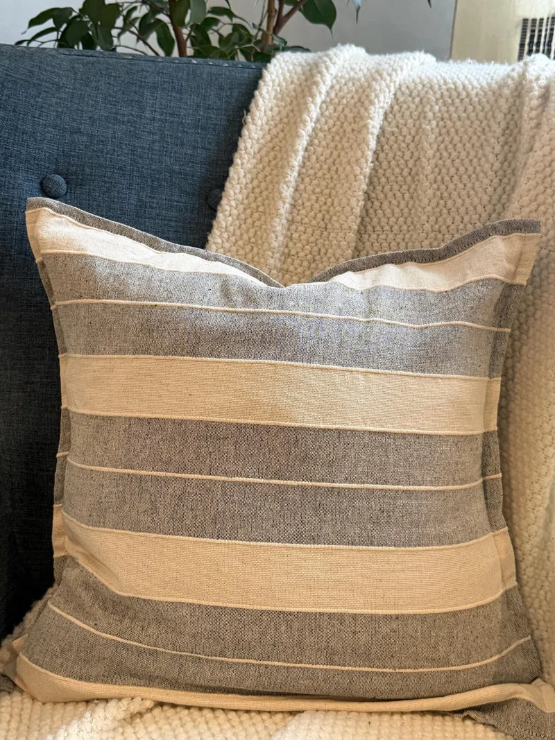 Gray Ivory Striped Throw Pillow Case, Gray Designer Accent Pillows, Modern Home Decor