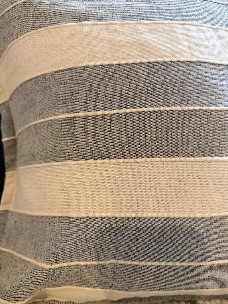 Gray Ivory Striped Throw Pillow Case, Gray Designer Accent Pillows, Modern Home Decor