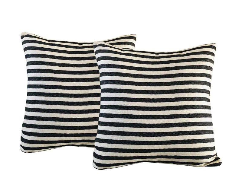 Modern Farmhouse Ticking Decorative Pillow Black White Striped 18x18 Pillow Cover (2 Covers)
