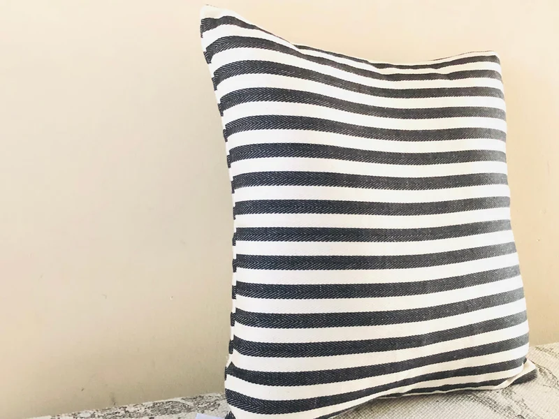 Modern Farmhouse Ticking Decorative Pillow Black White Striped 18x18 Pillow Cover (2 Covers)