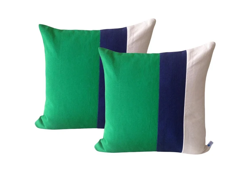 Green Decorative Throw Pillows, Minimal, Colorblock Pillow , Color Block Pillows by Snazzy Living