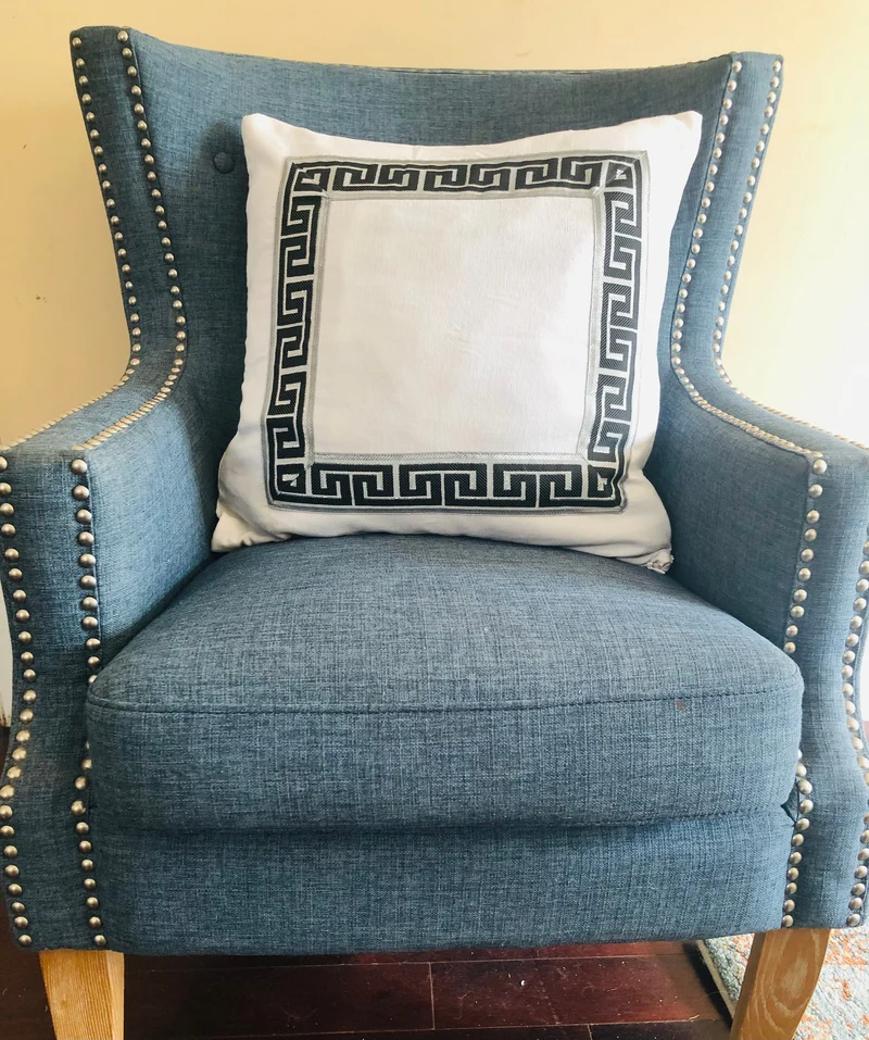 White Greek Trim Decorative Throw Pillow Covers, Greek Key Bedroom Square Euro shams