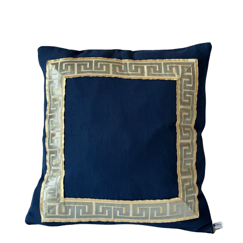 White Greek Trim Decorative Throw Pillow Covers, Greek Key Bedroom Square Euro shams