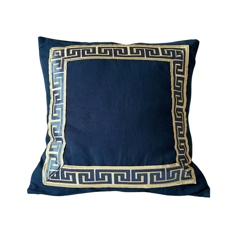 White Greek Trim Decorative Throw Pillow Covers, Greek Key Bedroom Square Euro shams