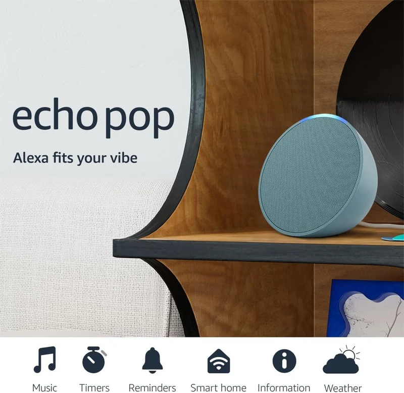 Amazon Echo Pop (newest model), Our smallest Alexa speaker, Fits in any room, Lavender Bloom