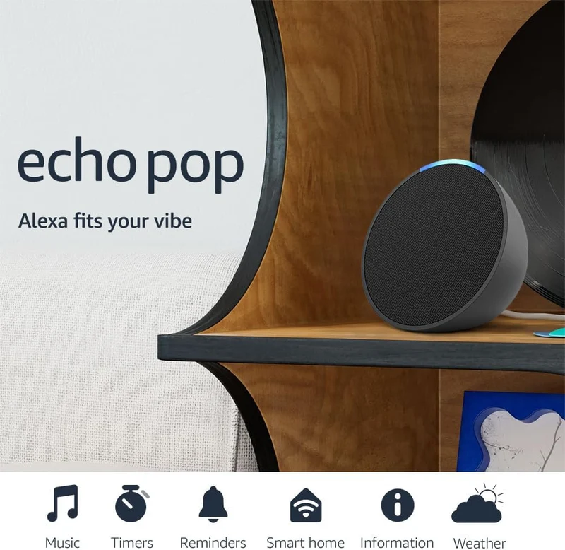 Amazon Echo Pop (newest model), Our smallest Alexa speaker, Fits in any room, Lavender Bloom