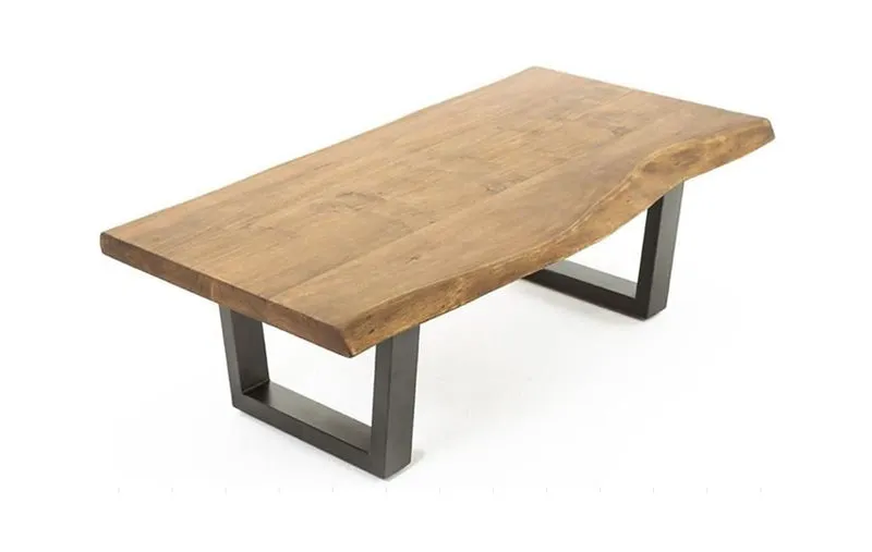 Couchtisch JUDY / Akazie natur, Metall schwarz / B 120, H 45, T 60 cm / mit Baumkante