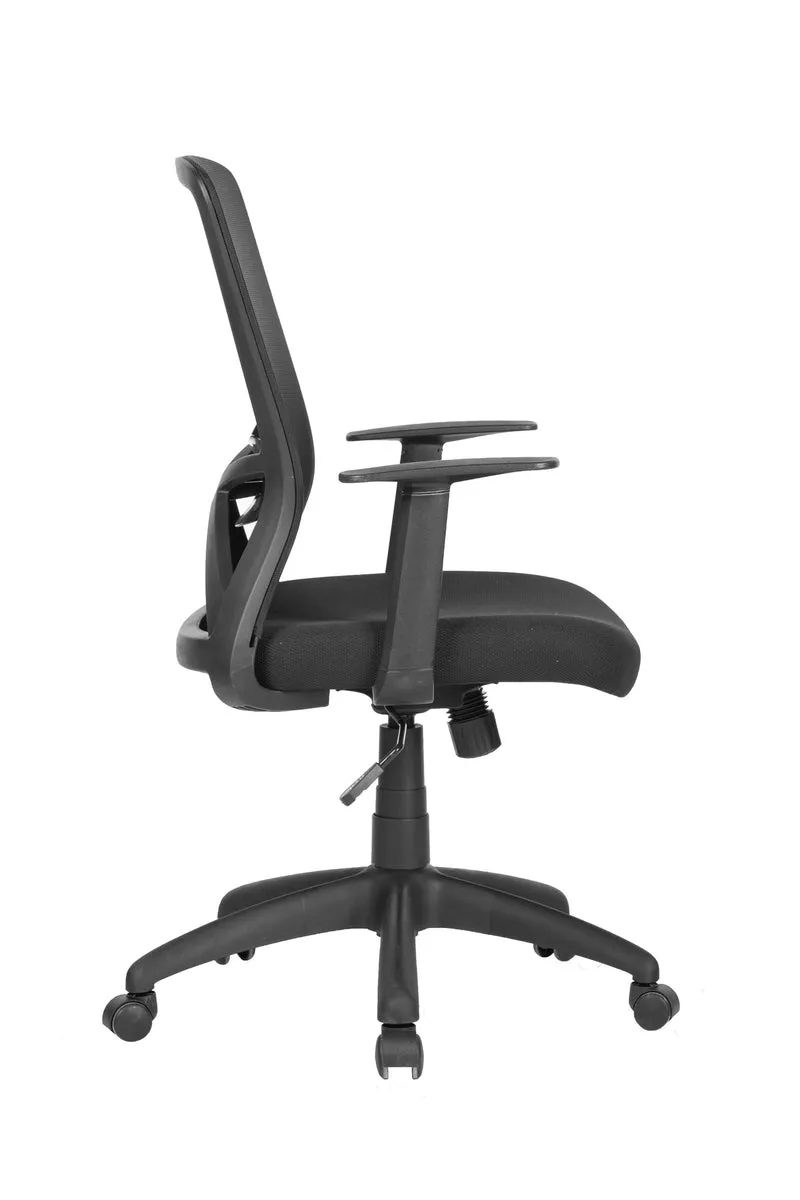 Chefsessel Long / Kunststoff schwarz / Bezug Stoff / Mesh schwarz oder rot / Wippmechanik / Sicherheitsklemmschutz/Höhenverstellung / gebremste Sicherheitsrollen / B 52,5, H95,5-103, T 60,5