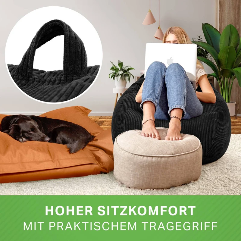 Scoop Sitzsack in Cord-Optik mit Tragegriff